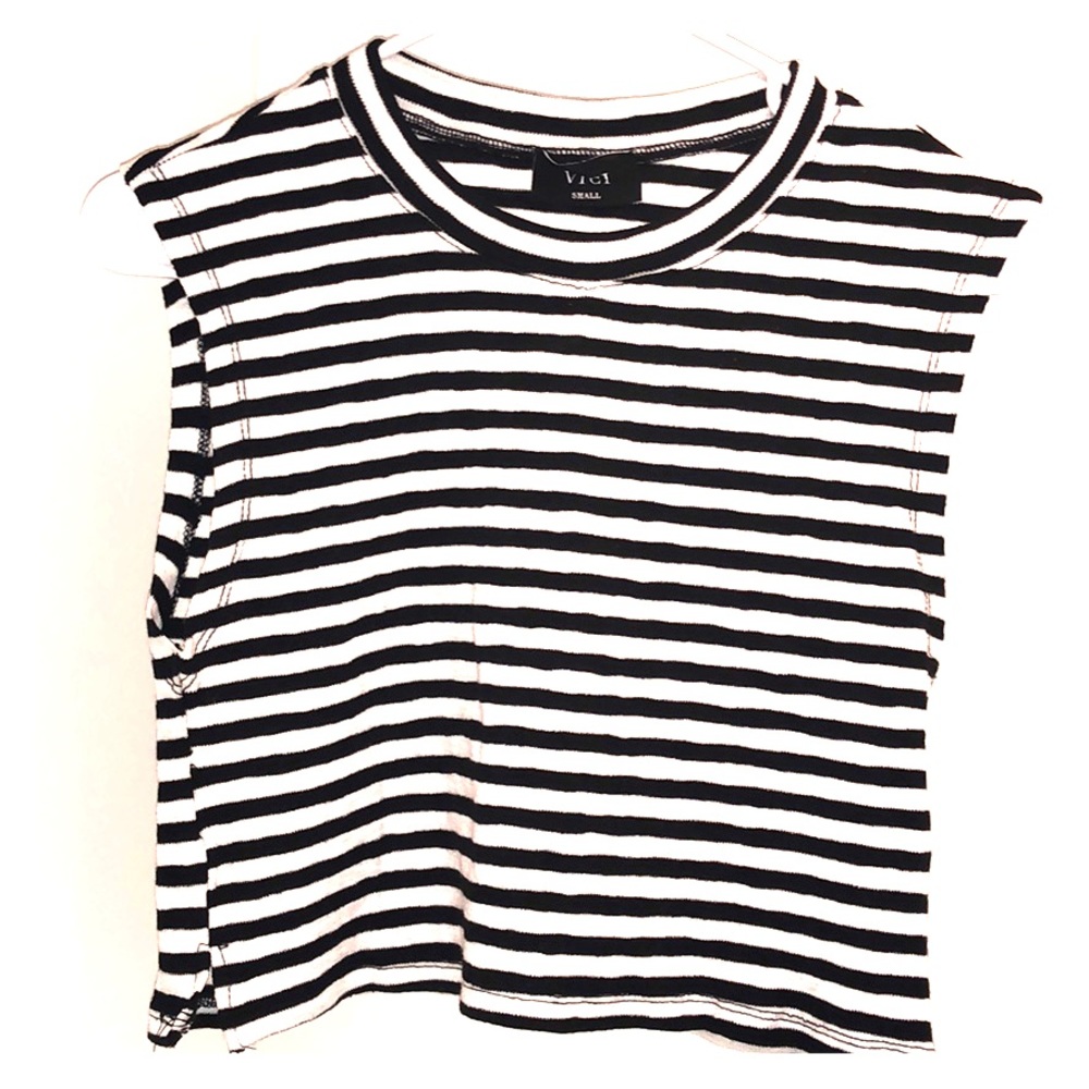 Vici Dolls Black & White striped crop top